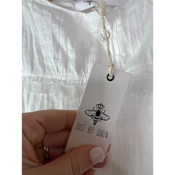 NWT Just Bee Queen Thea Oyster Off White Long Sleeve 100% Linen Top Size: Large - Picture 5 of 7
